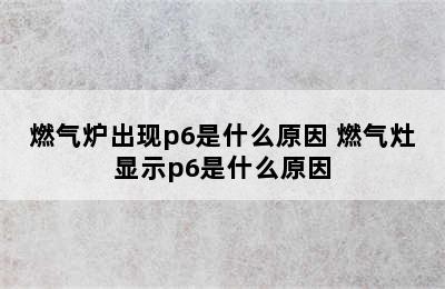 燃气炉出现p6是什么原因 燃气灶显示p6是什么原因